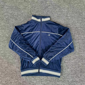 Jaqueta Corteiz VVS Uptown Velour Track Azul Marinho