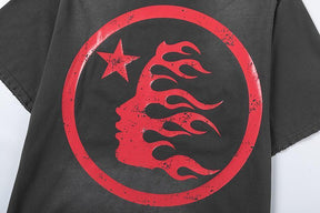 Camiseta Hellstar - Cinza/Vermelho