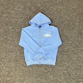 Moletom Corteiz Island Puff Print Zip Baby Blue