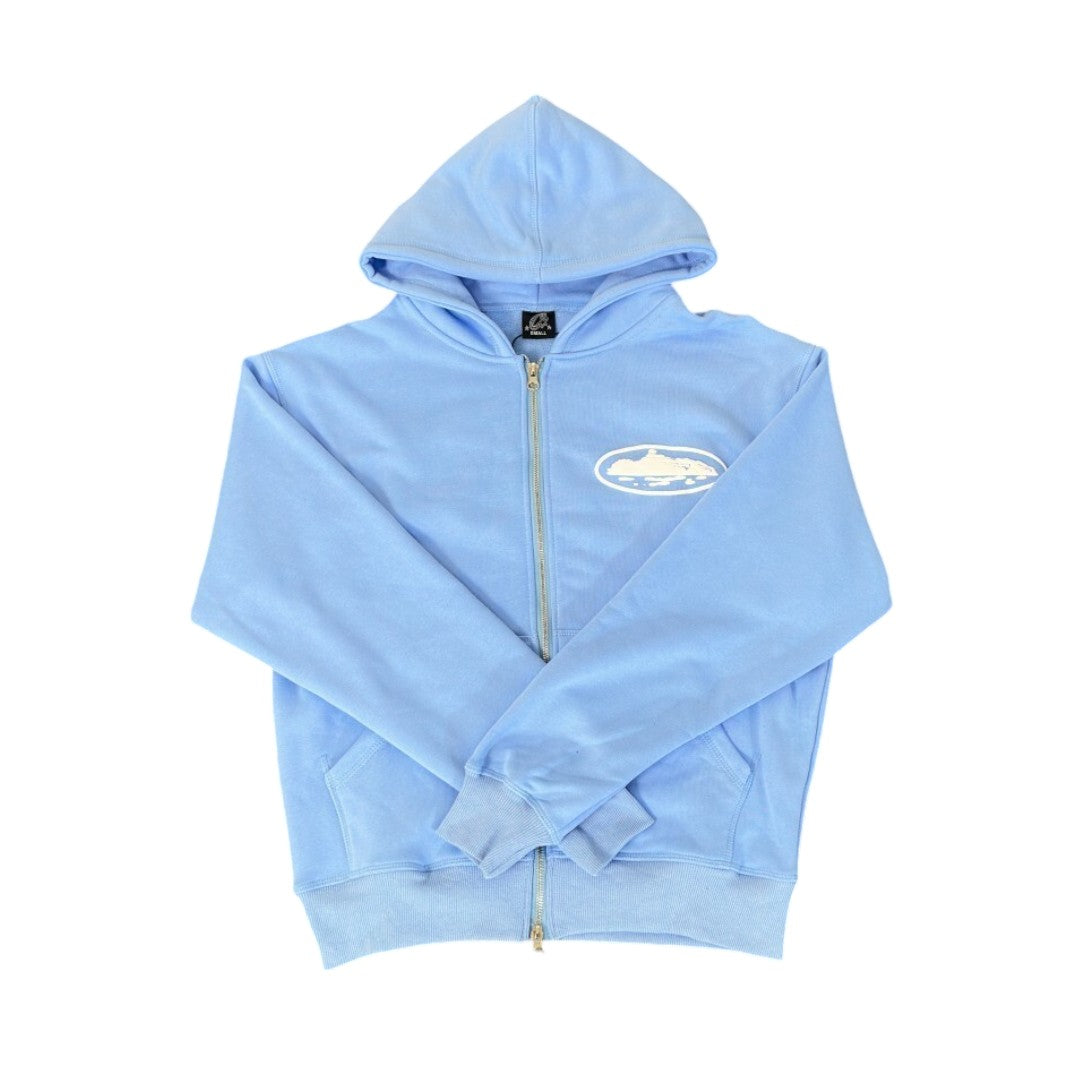 Moletom Corteiz Island Puff Print Zip Baby Blue