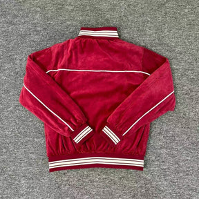 Jaqueta Corteiz VVS Uptown Velour Track Vermelha
