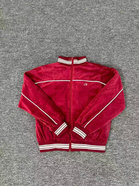 Jaqueta Corteiz VVS Uptown Velour Track Vermelha