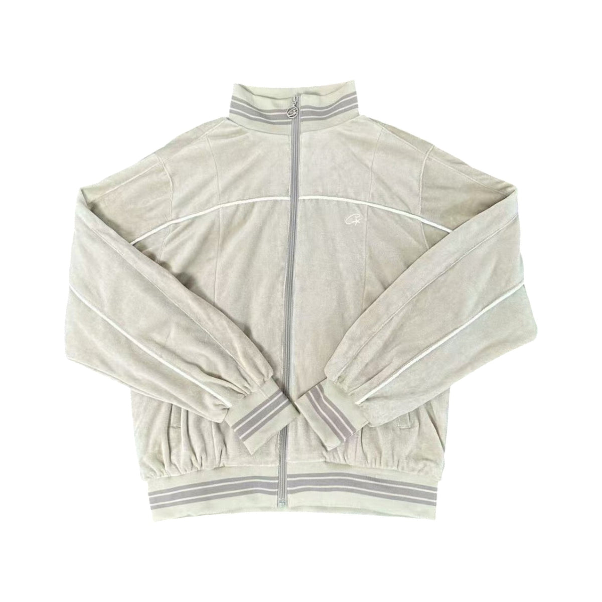 Jaqueta Corteiz VVS Uptown Velour Track Bege