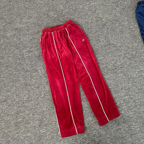 Calça Corteiz VVS Uptown Velour Track Vermelha