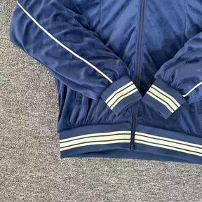 Jaqueta Corteiz VVS Uptown Velour Track Azul Marinho